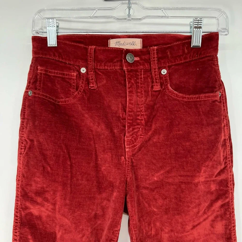 Madewell 10" High-Rise Skinny Cords Corduroy Pants Women's Size 26T Rust Orange - Picture 4 of 9